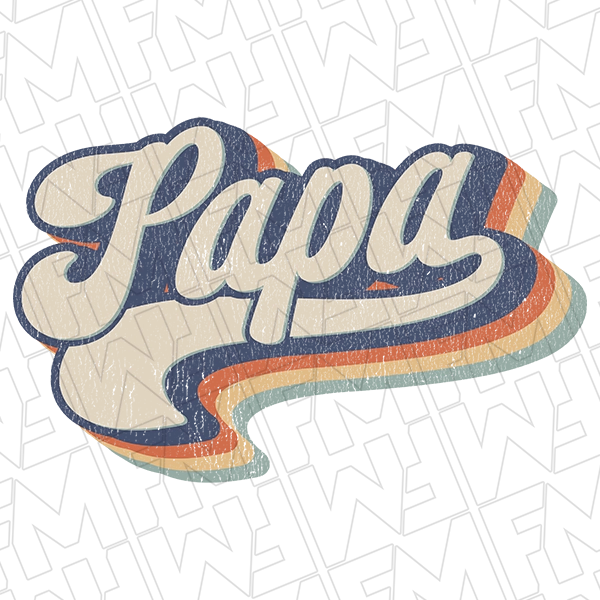 Retro Script Papa Father\'s Day DTF Transfer | Father\'s Day Direct-to-Film | 0174