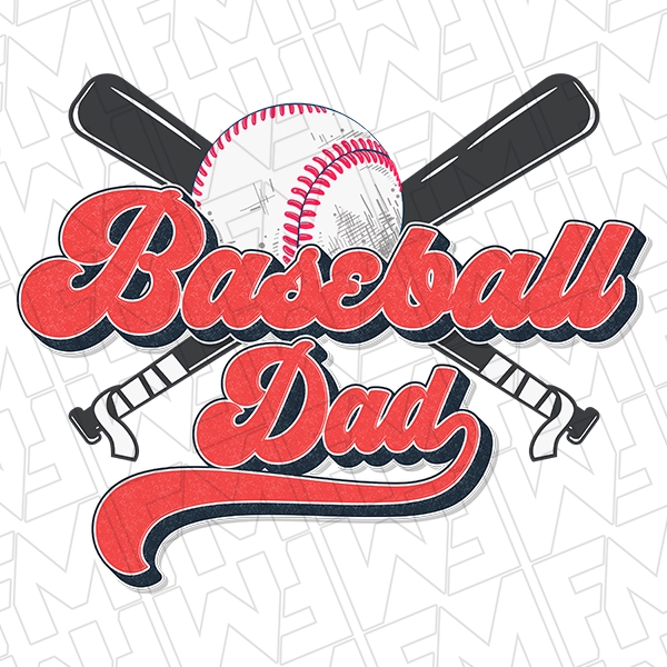 Baseball Dad Bats &amp; Ball Father\'s Day DTF Transfer | Father\'s Day Direct-to-Film | 0177