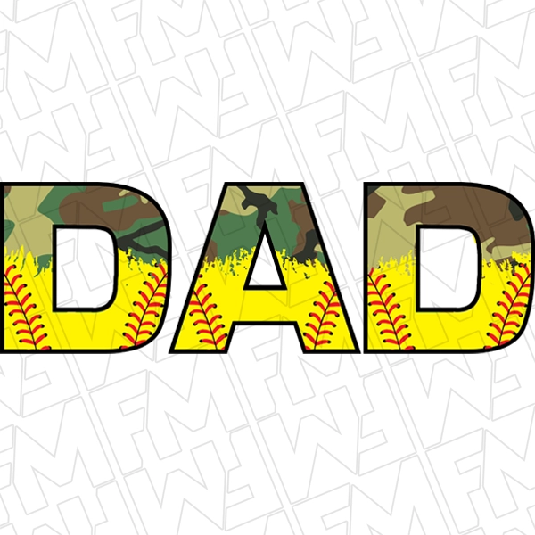 Camo Softball Dad Father\'s Day Transfer | Father\'s Day Direct-to-Film | 0187
