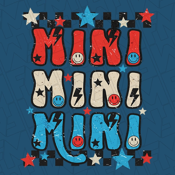 Retro Mini Checker Mommy &amp; Me Kids Patriotic DTF Transfer | Patriotic Direct-to-Film | 0210