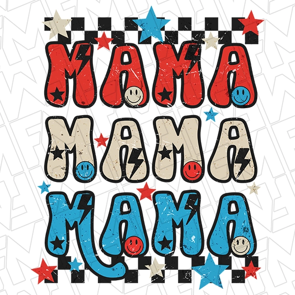 Retro Mama Checker Mommy &amp; Me Patriotic DTF Transfer | Patriotic Direct-to-Film | 0211