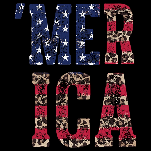 Merica Leopard Flag Patriotic DTF Transfer | Patriotic Direct-to-Film | 0214
