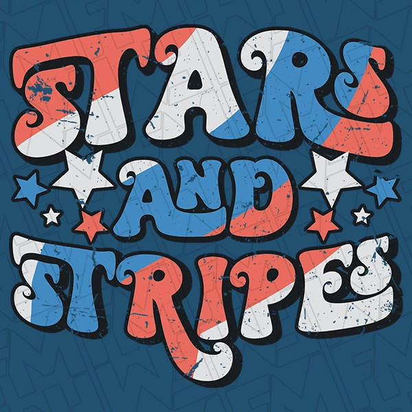 Retro Stars and Stripes Patriotic DTF Transfer | Patriotic Direct-to-Film | 0216