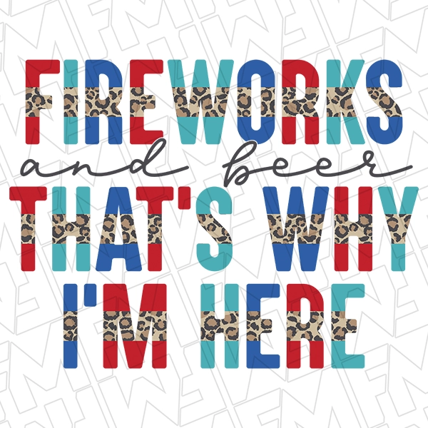 Fireworks and Beer 4th of July Funny Patriotic DTF Transfer | Patriotic Direct-to-Film | 0218