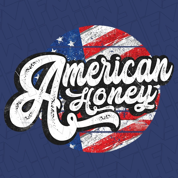 American Honey Script Flag Patriotic DTF Transfer | Patriotic Direct-to-Film | 0230
