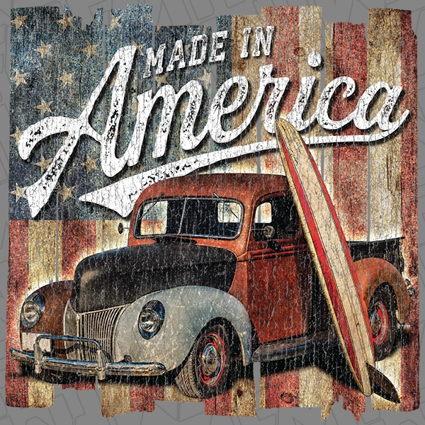 Made in America Vintage Truck Americana Patriotic DTF Transfer | Patriotic Direct-to-Film | 0242