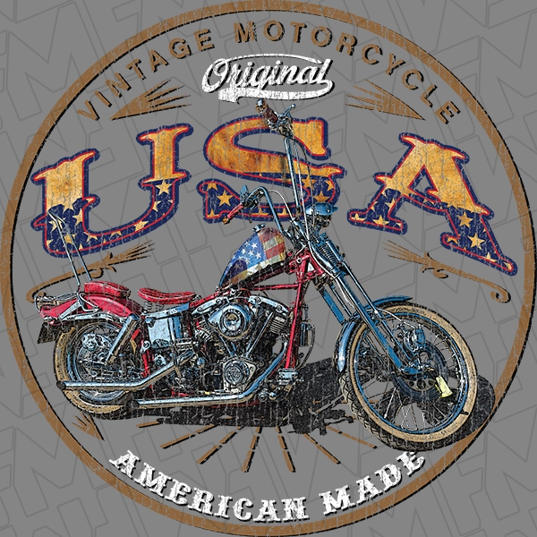 Vintage Motorcycle USA Biker Patriotic DTF Transfer | Patriotic Direct-to-Film | 0246