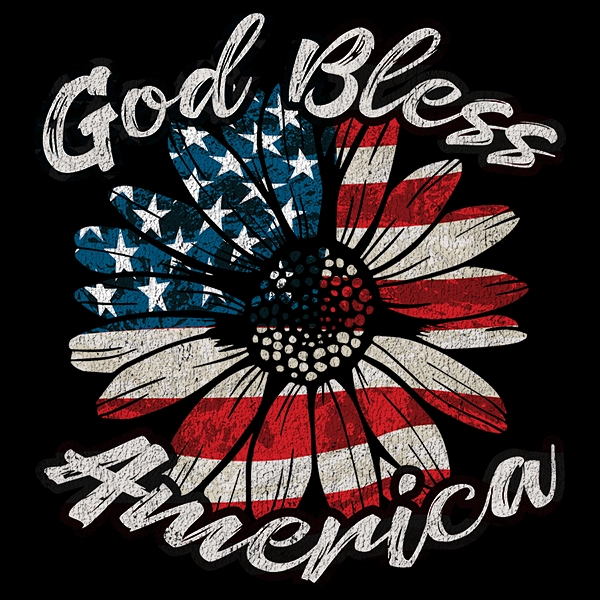 God Bless America Sunflower Americana Patriotic DTF Transfer | Patriotic Direct-to-Film | 0262