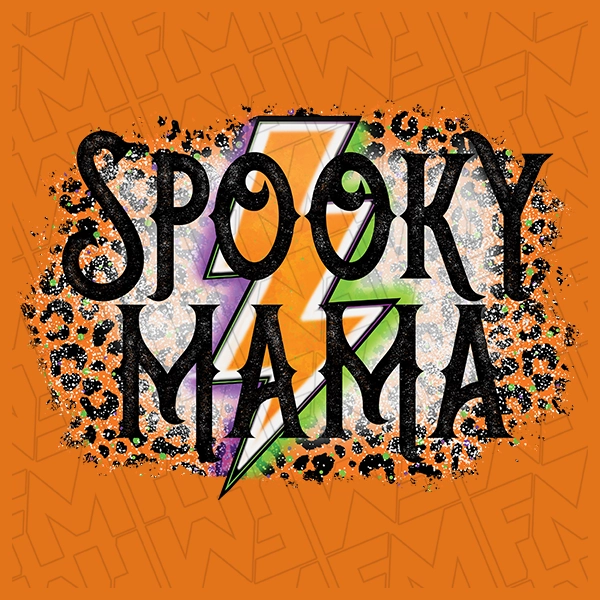 Spooky Mama Lightning Bolt Halloween DTF Transfer | Halloween Direct-to-Film | 0301