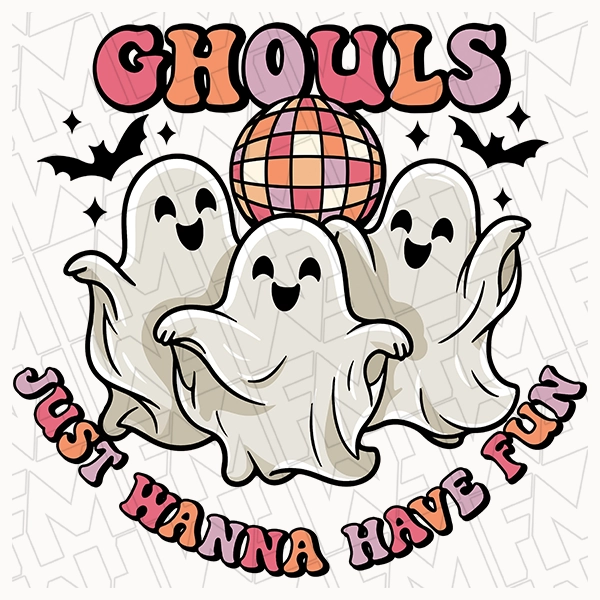 Ghouls Just Wanna Have Fun Dancing Ghosts Halloween DTF Transfer | Halloween Direct-to-Film | 0313