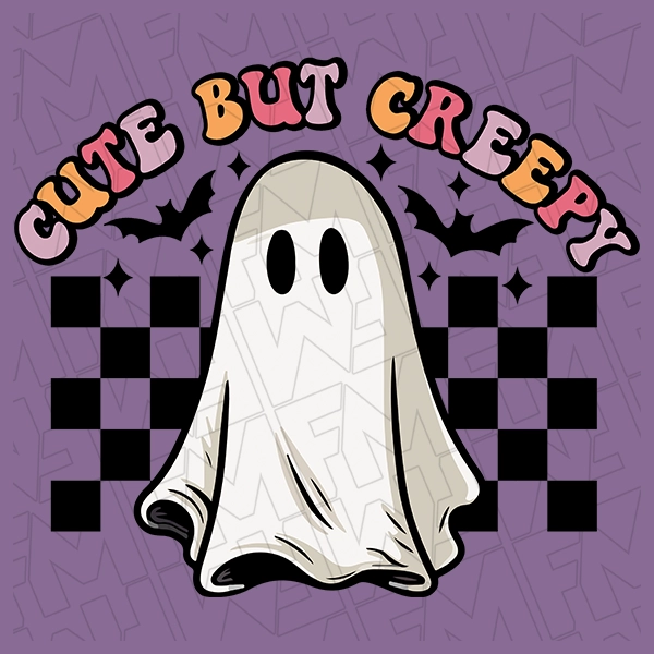 Cute but Creepy Checker Ghost Halloween DTF Transfer | Halloween Direct-to-Film | 0317