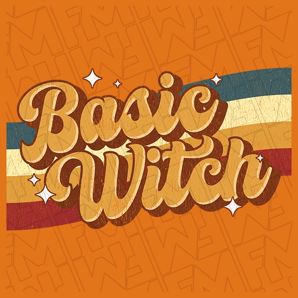 Basic Witch Retro Stripes Halloween DTF Transfer | Halloween Direct-to-Film | 0320