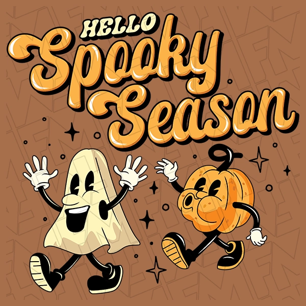 Hello Spooky Season Vintage Cartoon Halloween DTF Transfer | Halloween Direct-to-Film | 0324