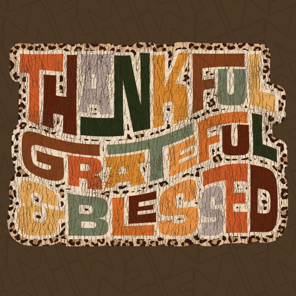 Thankful Grateful Blessed Leopard Vintage Fall DTF Transfer | Fall Direct-to-Film | 0294
