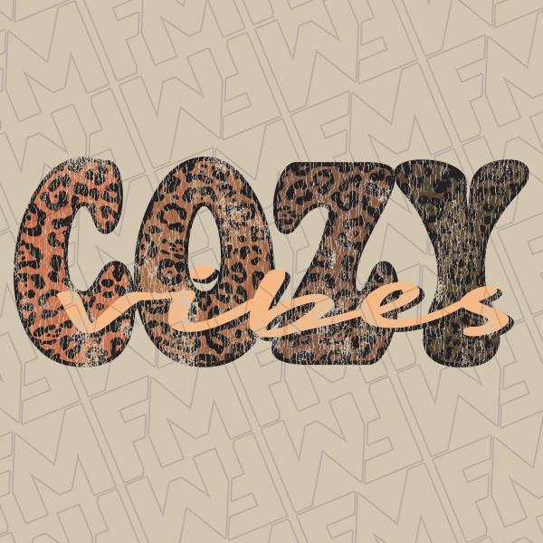 Cozy Vibes Leopard Fall DTF Transfer | Fall Direct-to-Film | 0267