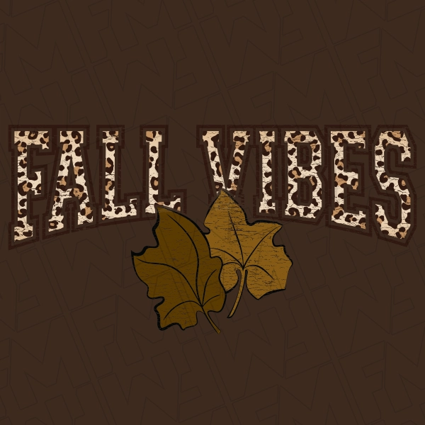 Fall Vibes Athletic Leopard Print with Leaves DTF Transfer | Fall Direct-to-Film | 0271