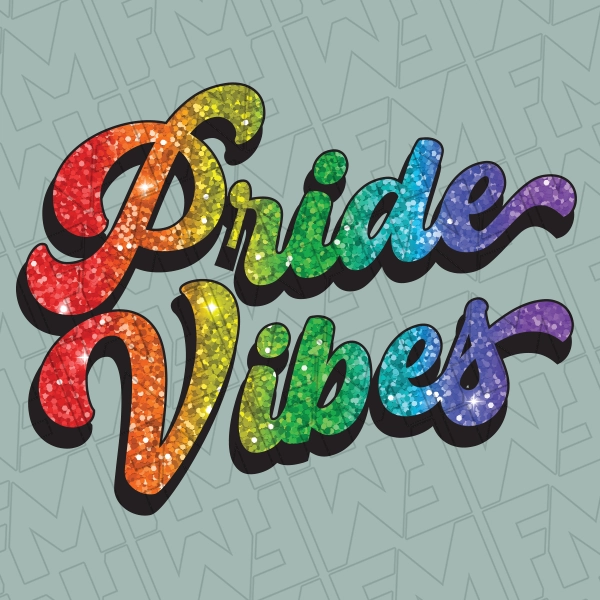 Pride Vibes Simulated Rainbow Glitter Script LGBTQ+ Pride DTF Transfer | Trendy Direct-to-Film | 0258