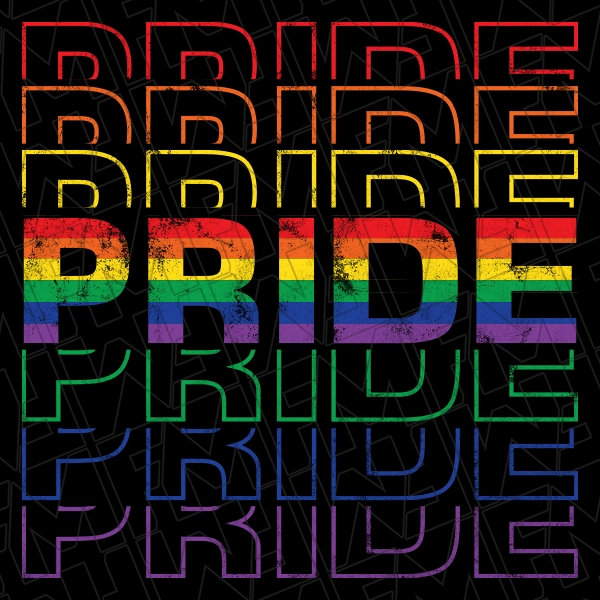 Retro Pride Rainbow Stacked Words LGBTQ+ Pride DTF Transfer | Trendy Direct-to-Film | 0257