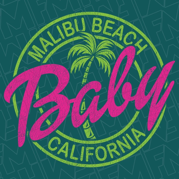Malibu Beach Baby Circle Palm Trendy DTF Transfer | Trendy Direct-to-Film | 0410