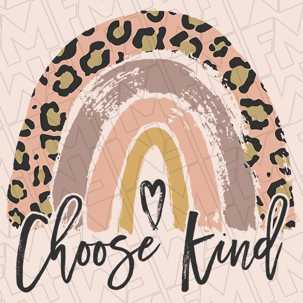 Choose Kind Boho Leopard Rainbow Motivational DTF Transfer  Inspirational Directto-Film  0046