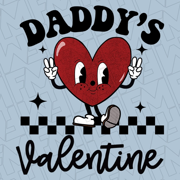 Daddys Valentine Retro Heart Kids Valentines DTF Transfer  Valentines Directto-Film  0436