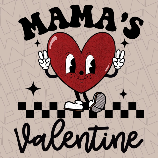 Mamas Valentine Retro Heart Kids Valentines DTF Transfer  Valentines Directto-Film  0435