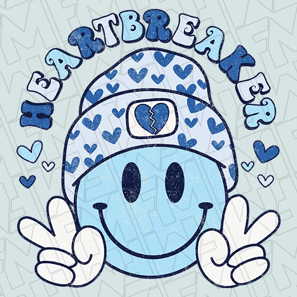 Boys Heartbreaker Boho Smiley Kids Valentines DTF Transfer  Valentines Directto-Film  0433