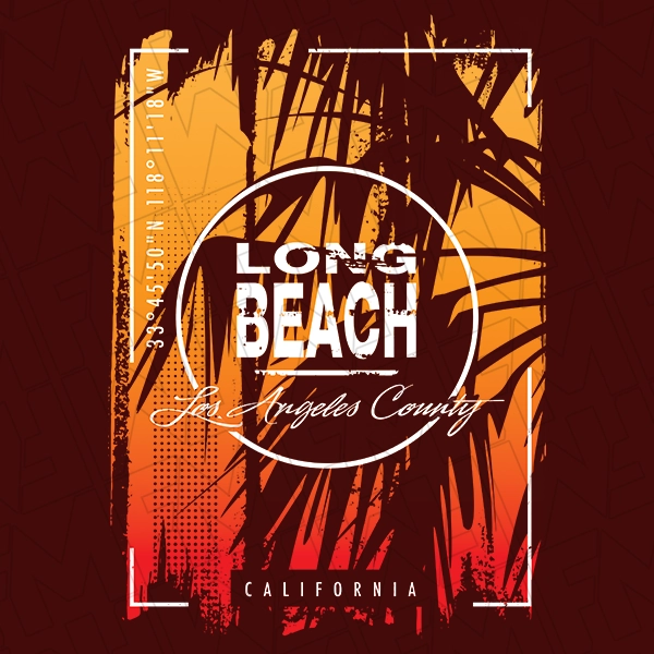 Long Beach Palm and Coordinates Sunset Trendy DTF Transfer  Trendy Directto-Film  0457