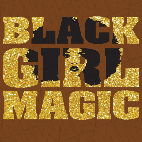 Black Girl Magic Glitter Faux DTF Transfer  Black History Month Directto-Film 0458
