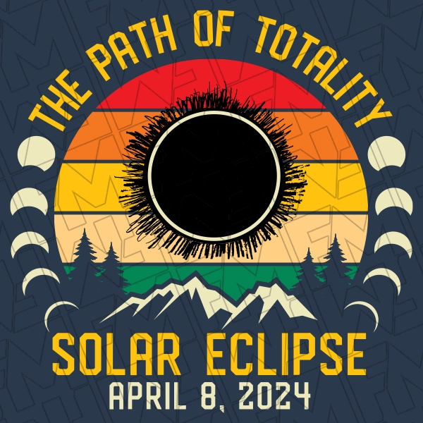 Path of Totality Solar Eclipse Retro Circle Trendy DTF Transfer  Trendy Directto-film  0470