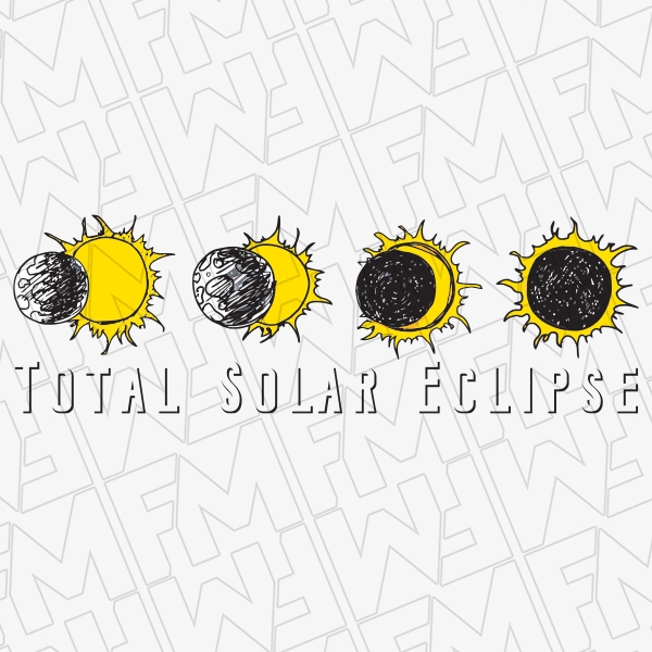 Total Solar Eclipse Hand Drawn Sun and Moon Trendy DTF Transfer  Trendy Directto-film  0472
