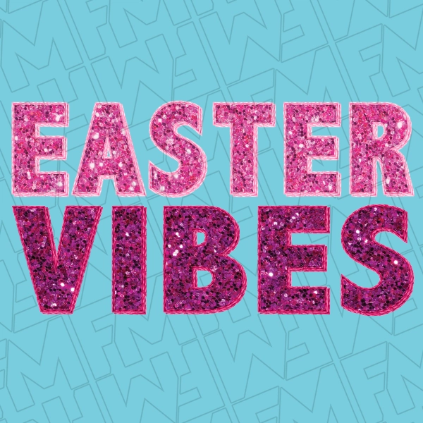 Easter Vibes Stitch with Faux Glitter Easter DTF Transfer  Easter Directto-film  0474