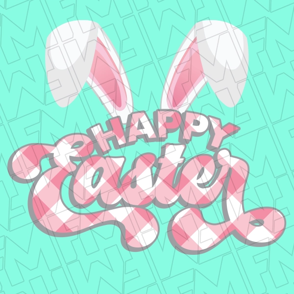 Happy Easter Plaid with Bunny Ears Easter DTF Transfer  Easter Directto-film  0482