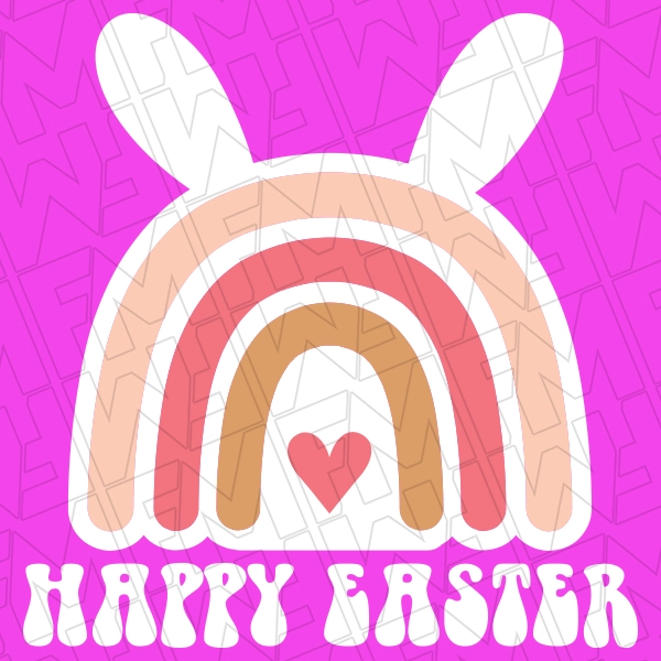Rainbow Bunny Ears Happy Easter Kids Easter DTF Transfer  Easter Directto-film  0484
