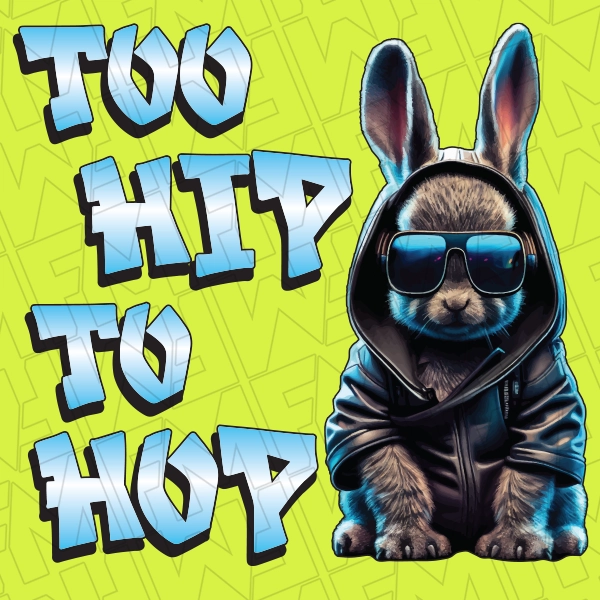 Too Hip Too Hop Bunny Kids Easter DTF Transfer Easter Directto 