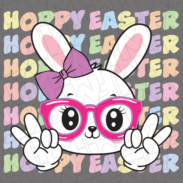 Hoppy Easter Peace Bunny Kids Easter DTF Transfer  Easter Directto-film  0487
