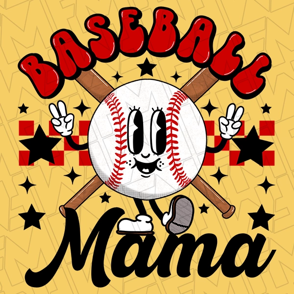 Retro Cartoon Baseball Mama Mothers Day DTF Transfer  Mothers Day Directto-Film  0120