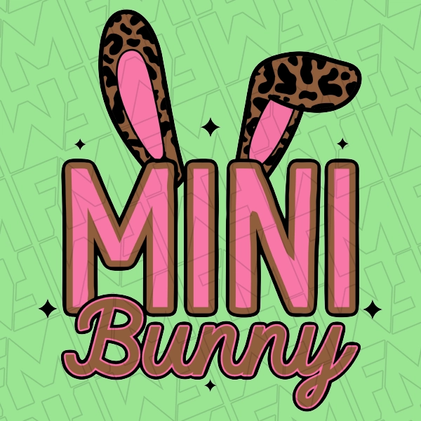 Mini Bunny Leopard Bunny Ears Mommy  Me Kids Easter DTF Transfer 0091