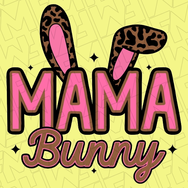 Mama Bunny Leopard Bunny Ears Mommy  Me Easter DTF Transfer 0092