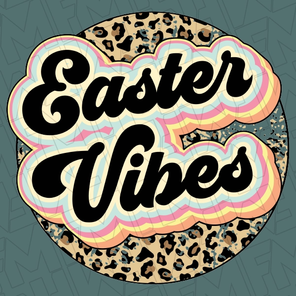 Easter Vibes Leopard Retro Script Easter DTF Transfer 0098