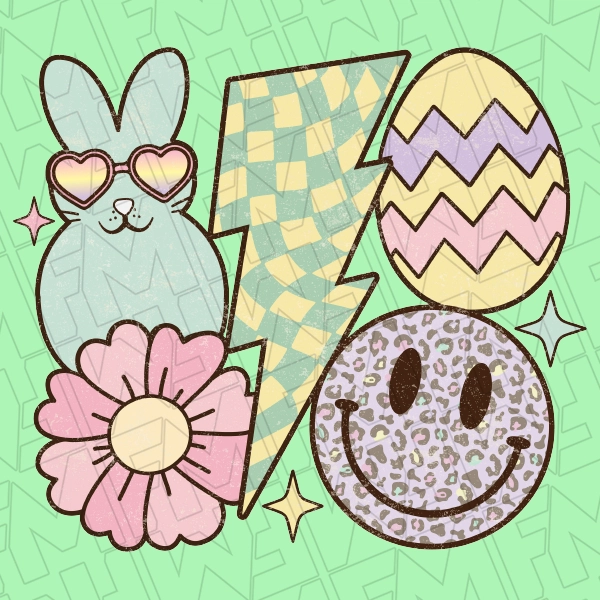 Retro Icons Easter DTF Transfer 0101