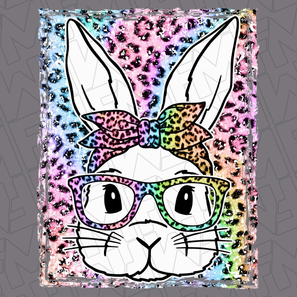 Rainbow Leopard Easter Bunny DTF Transfer 0102