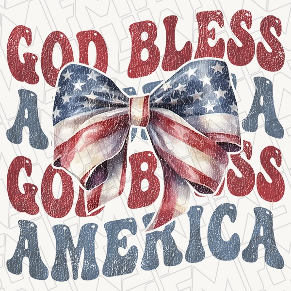 God Bless America Coquette Bow Patriotic DTF Transfer  Patriotic Directto-Film  0536