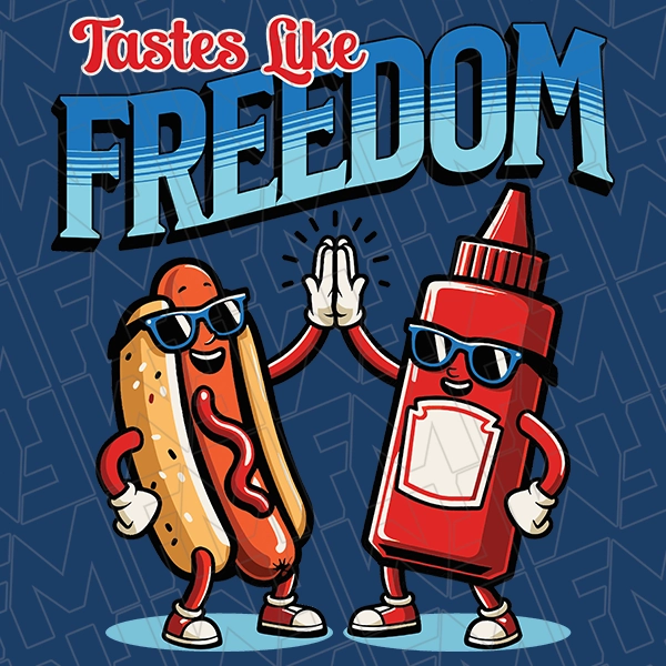 Tastes Like Freedom Retro Hot Dog Funny Patriotic DTF Transfer  Patriotic Directto-Film  0539