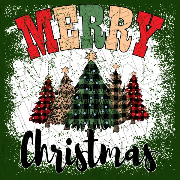 Merry Christmas Plaid Trees Christmas DTF Transfer Christmas Directto-Film  0378
