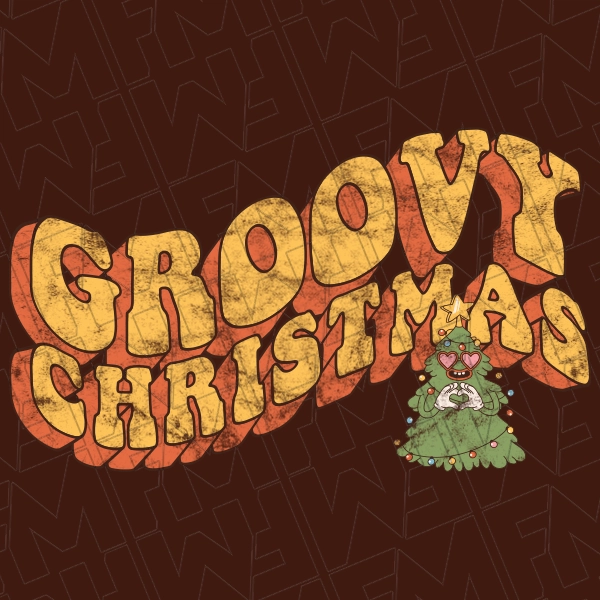 Groovy Christmas Tree Retro Christmas DTF Transfer  Christmas Directto-Film  0380