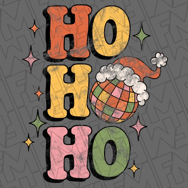 Ho Ho Ho Disco Ball Christmas DTF Transfer  Christmas Directto-Film  0381