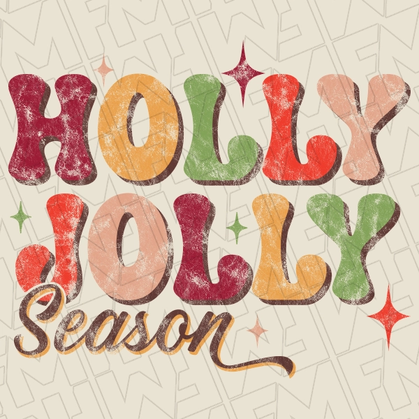 Holly Jolly Season Christmas DTF Transfer  Christmas Directto-Film  0382