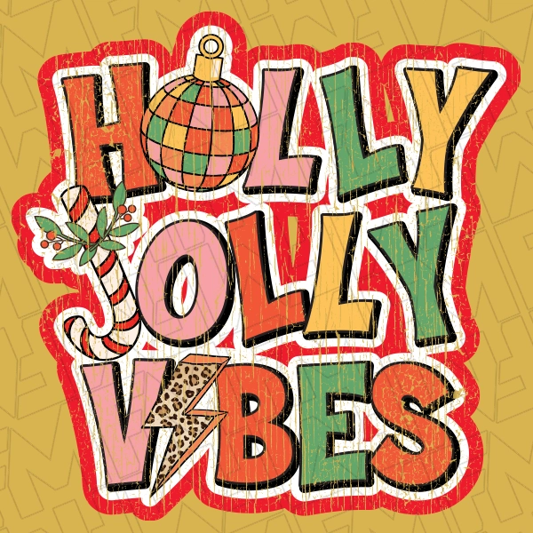 Holly Jolly Vibes Christmas DTF Transfer  Christmas Directto-Film  0383