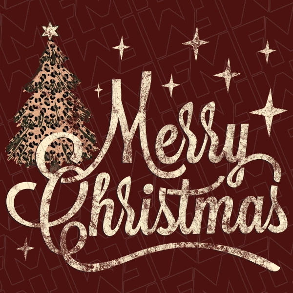 Merry Christmas Tree Script Christmas DTF Transfer  Christmas Directto-Film  0391